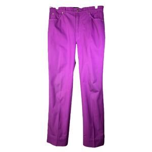 ESCADA Pants Women 40 Fuchsia Purple Straight Leg Cotton Jean High-Rise Hemmed